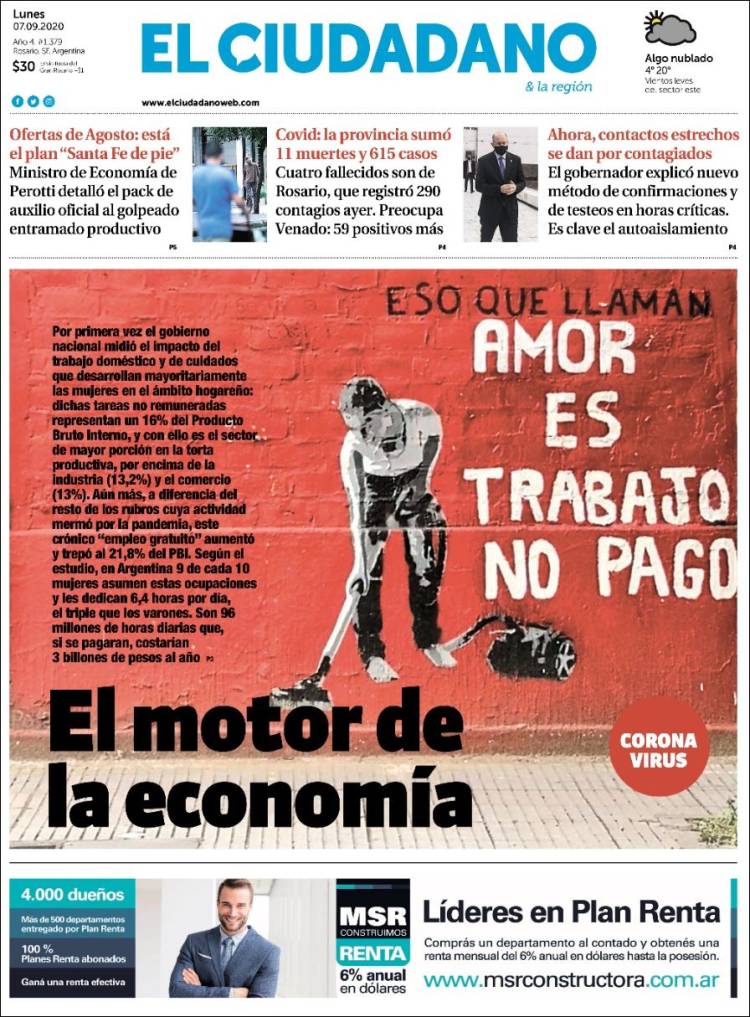Portada de Diario El Ciudadano (Argentina)