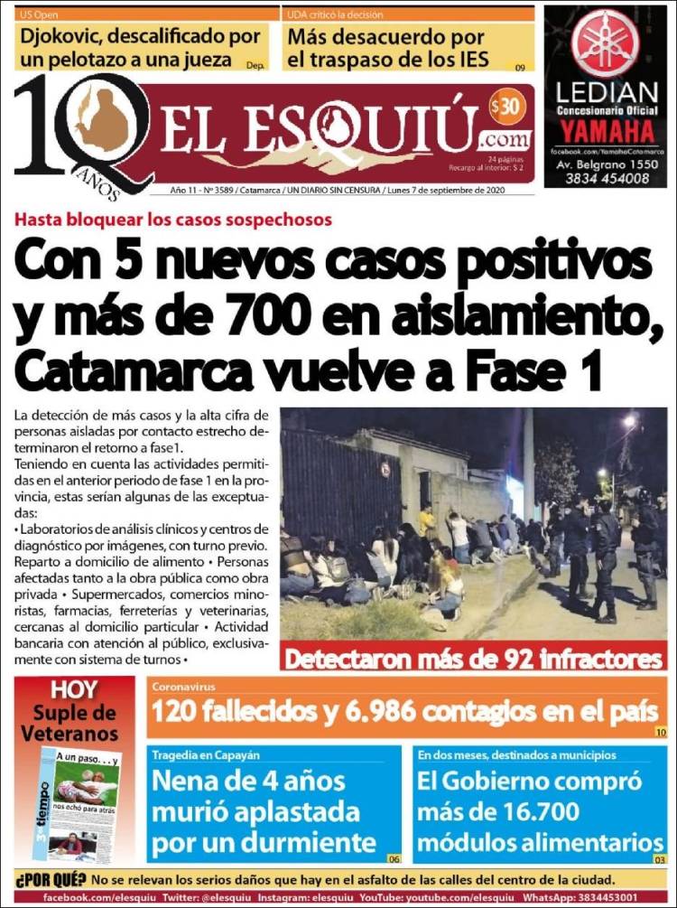 Portada de El Esquiu (Argentina)