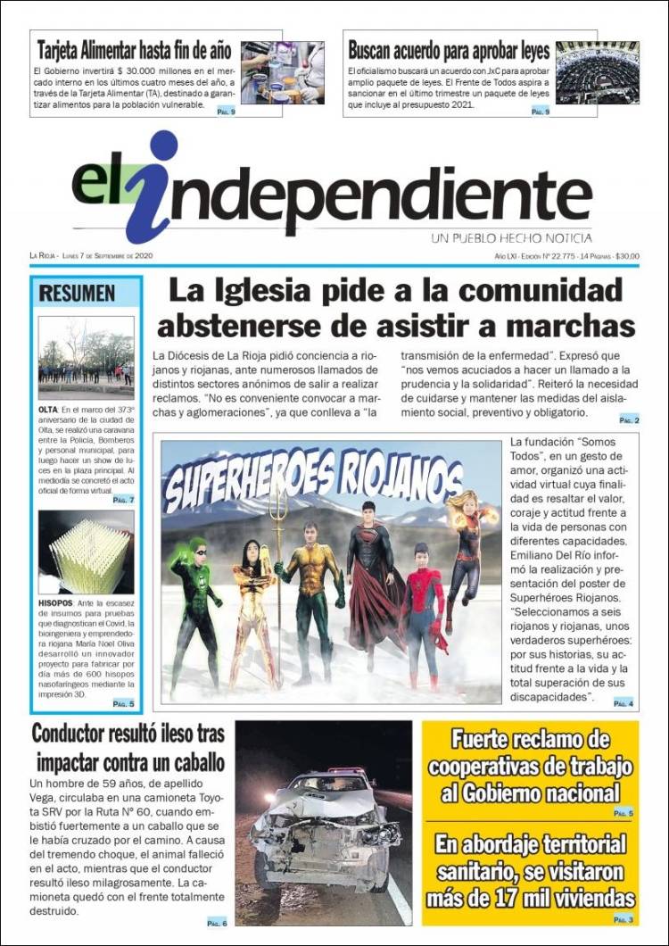 Portada de El Independiente (Argentina)