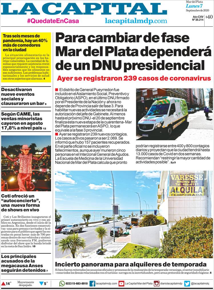 Portada de Diario La Capital - Mar del Plata (Argentina)