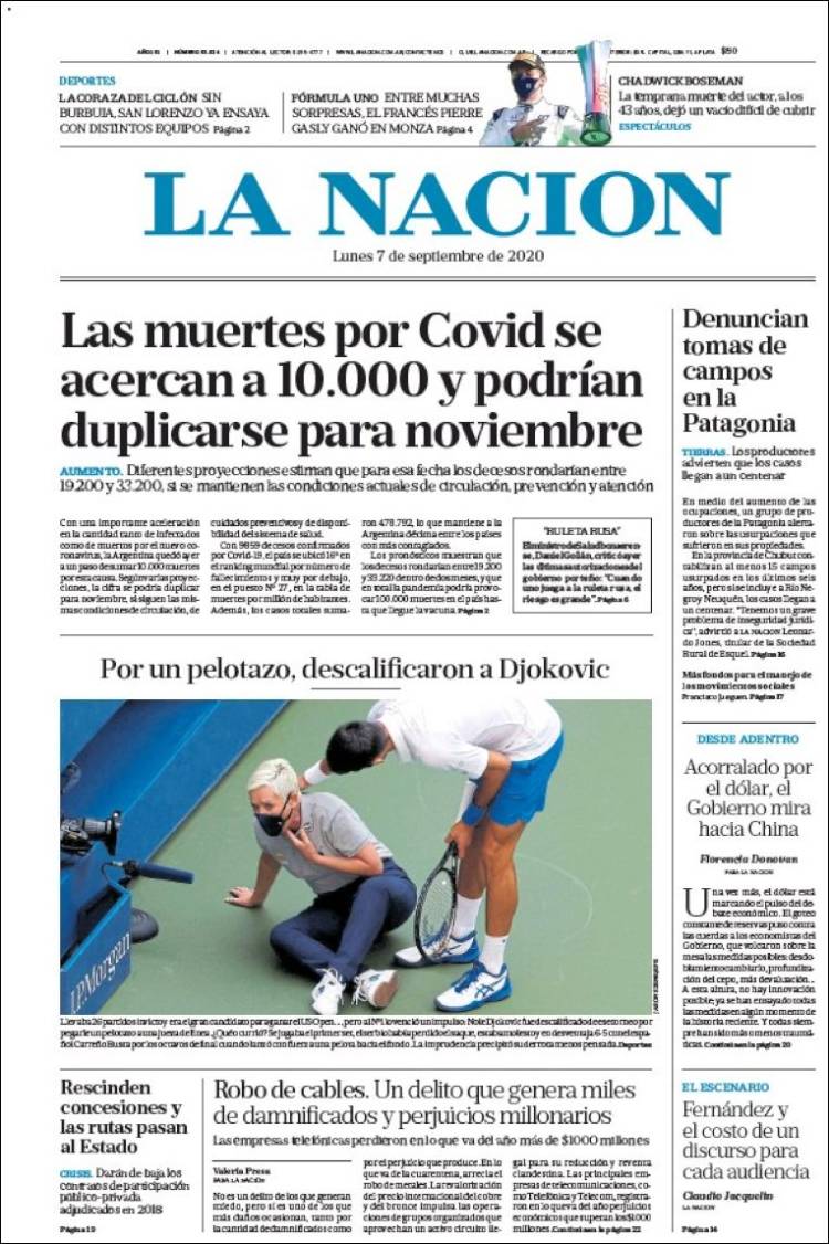 Portada de La Nación (Argentina)
