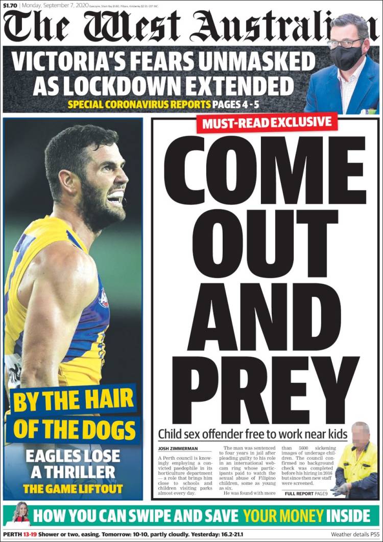 Portada de The West Australian (Australia)