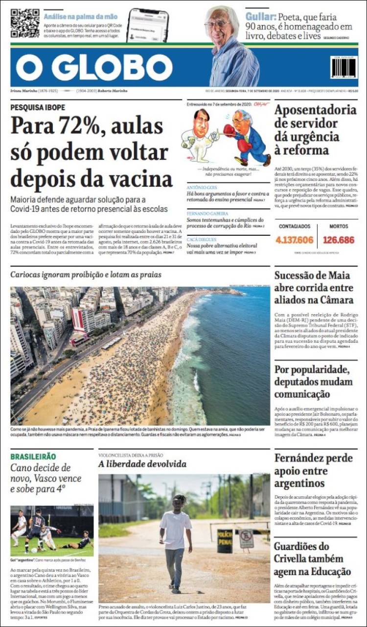 Portada de O Globo (Brasil)