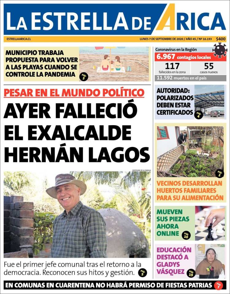 Portada de La Estrella de Arica (Chile)