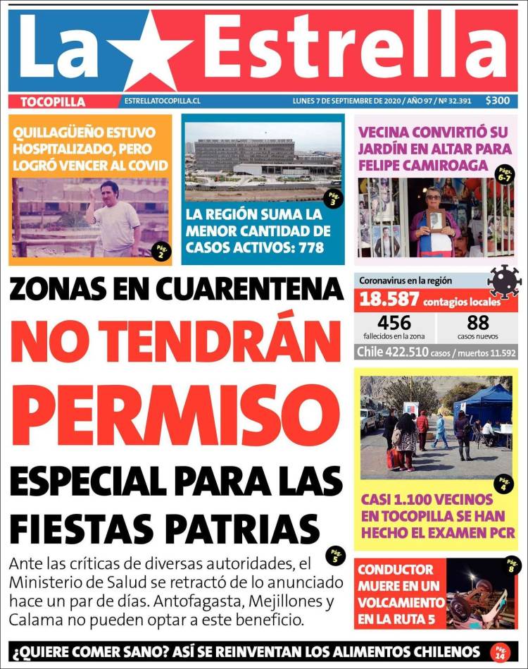 Portada de La Estrella de Tocopilla (Chile)