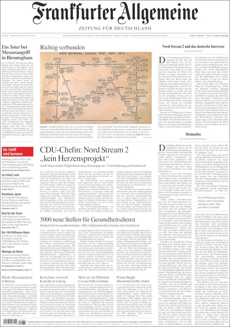 Portada de Frankfurter Allgemeine (Alemania)