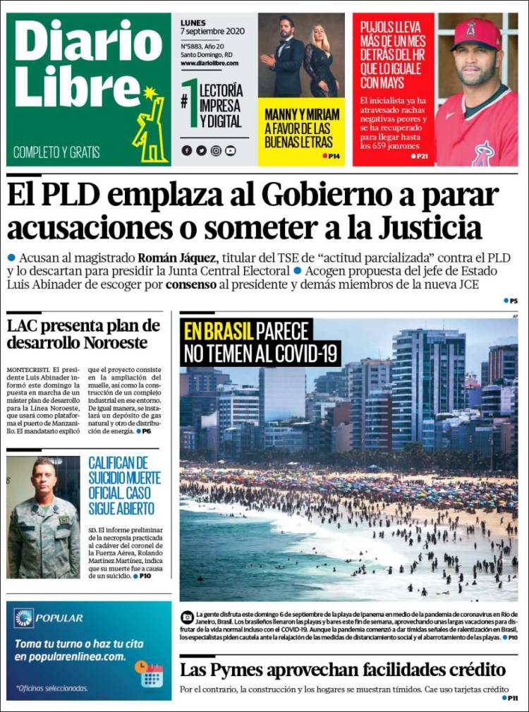 Portada de Diario Libre (R. Dominicana)