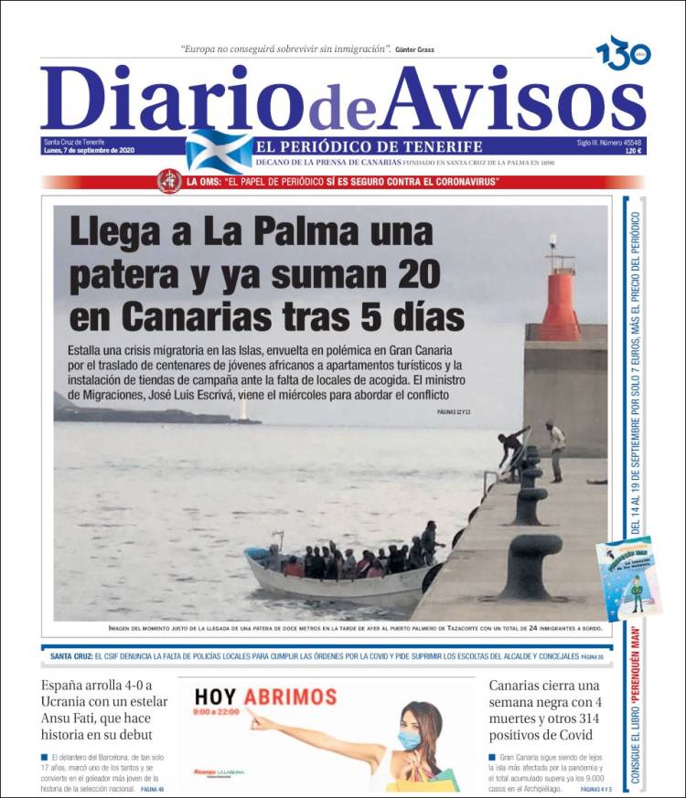 Portada de Diarios de Avisos (España)