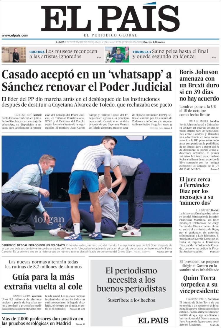 Portada de El País (España)