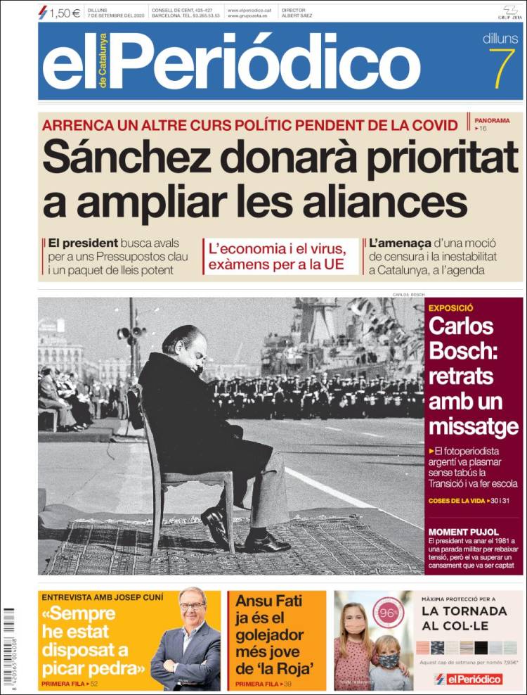 Portada de El Periódico de Catalunya (España)