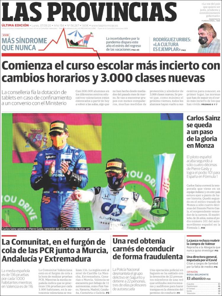 Portada de Las Provincias (España)