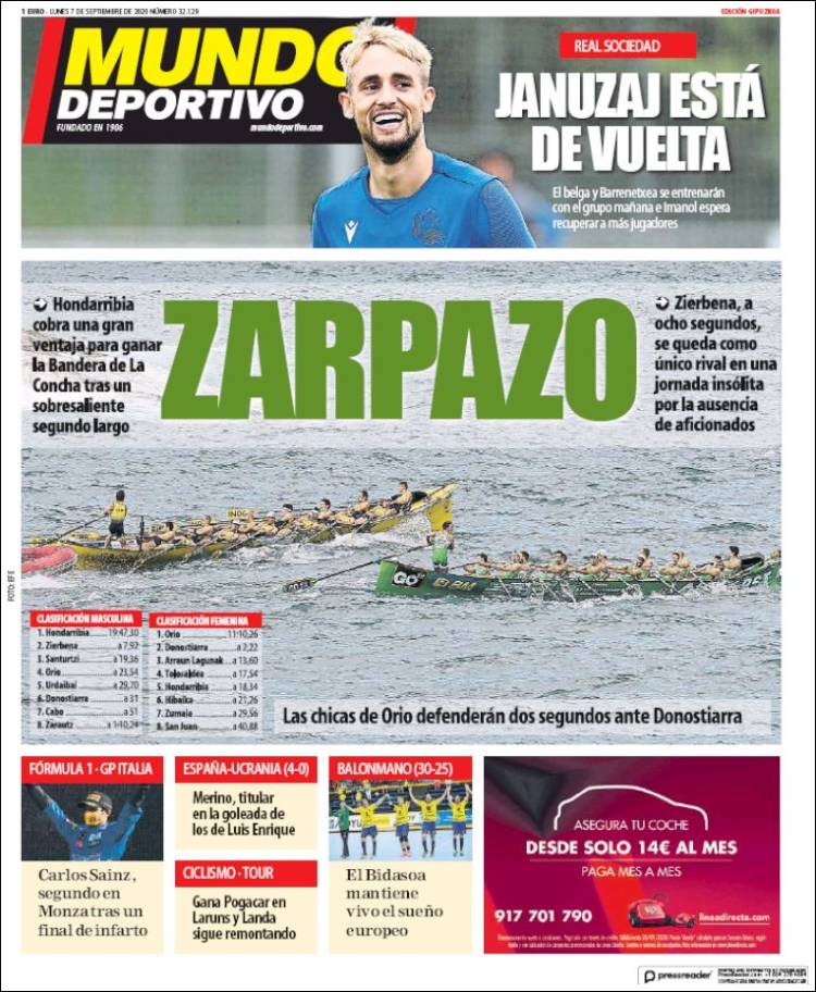 Portada de Mundo Deportivo Gipuzkoa (España)