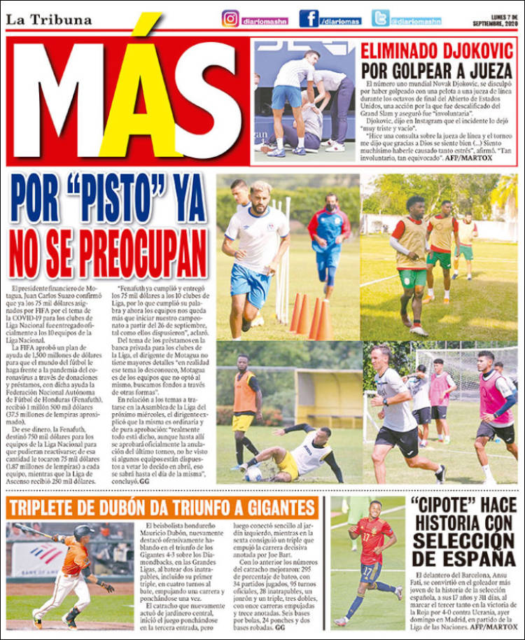 Portada de Diario Más (Honduras)