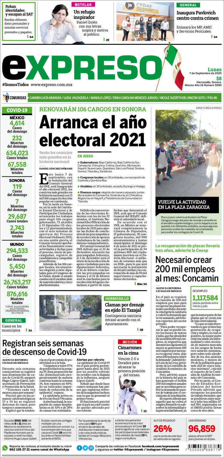 Portada de Expreso (M&eacute;xico)