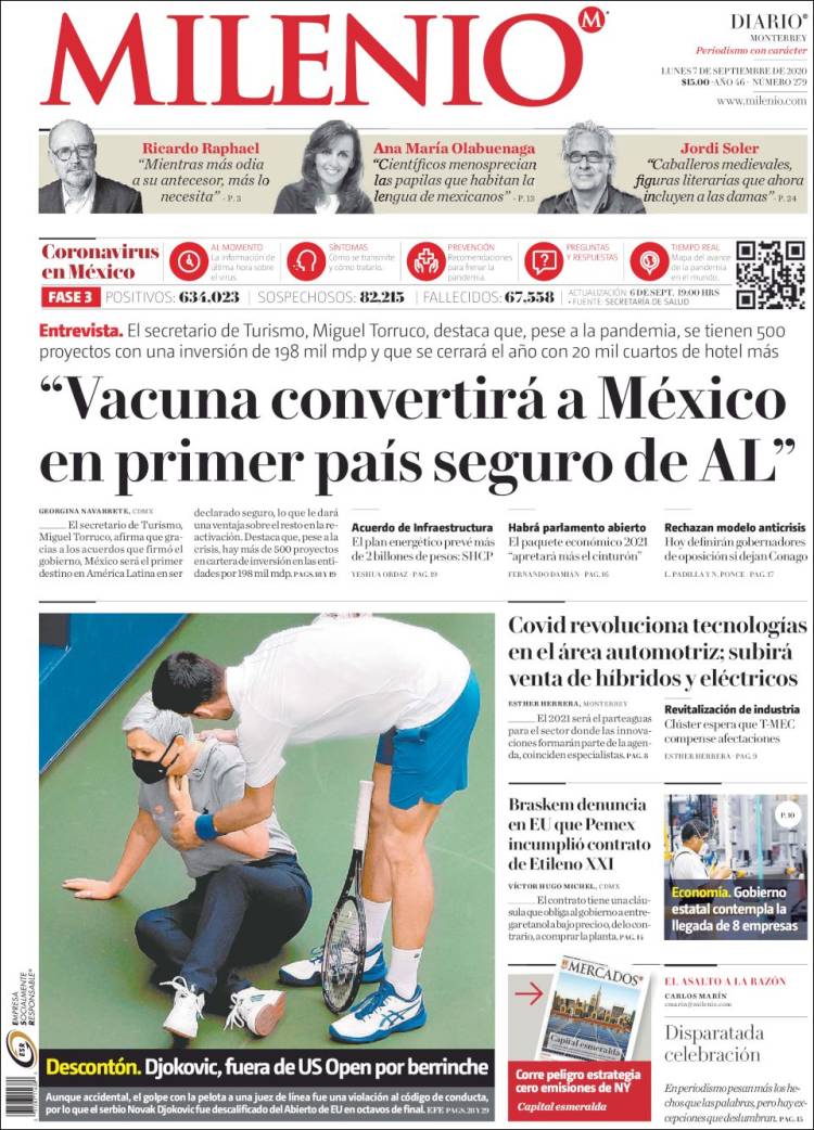 Portada de Milenio de Monterrey (M&eacute;xico)