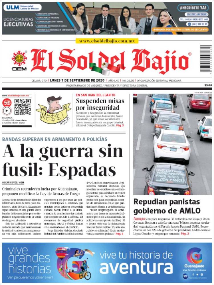 Portada de El Sol del Bajio (M&eacute;xico)