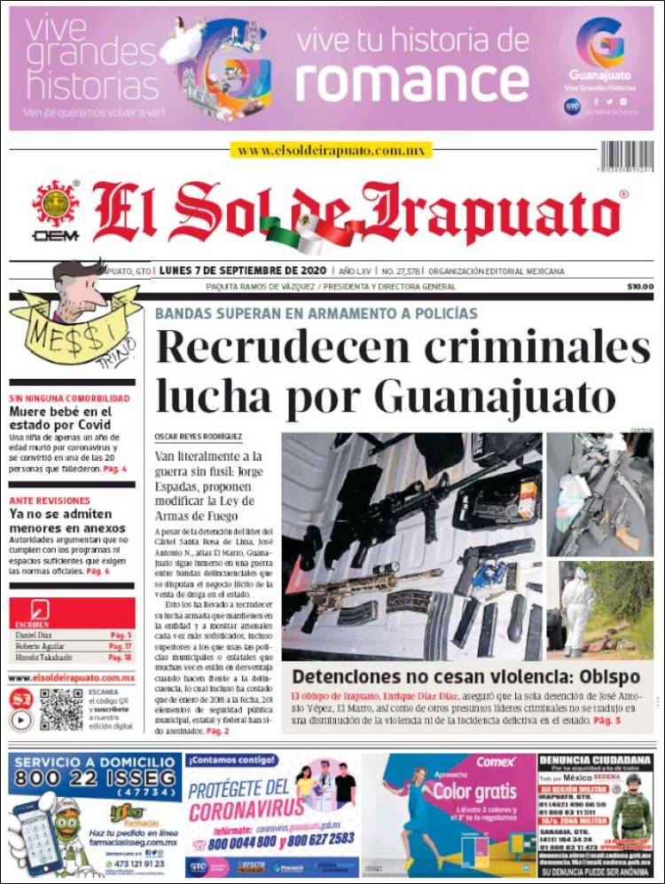 Portada de El Sol de Irapuato (M&eacute;xico)