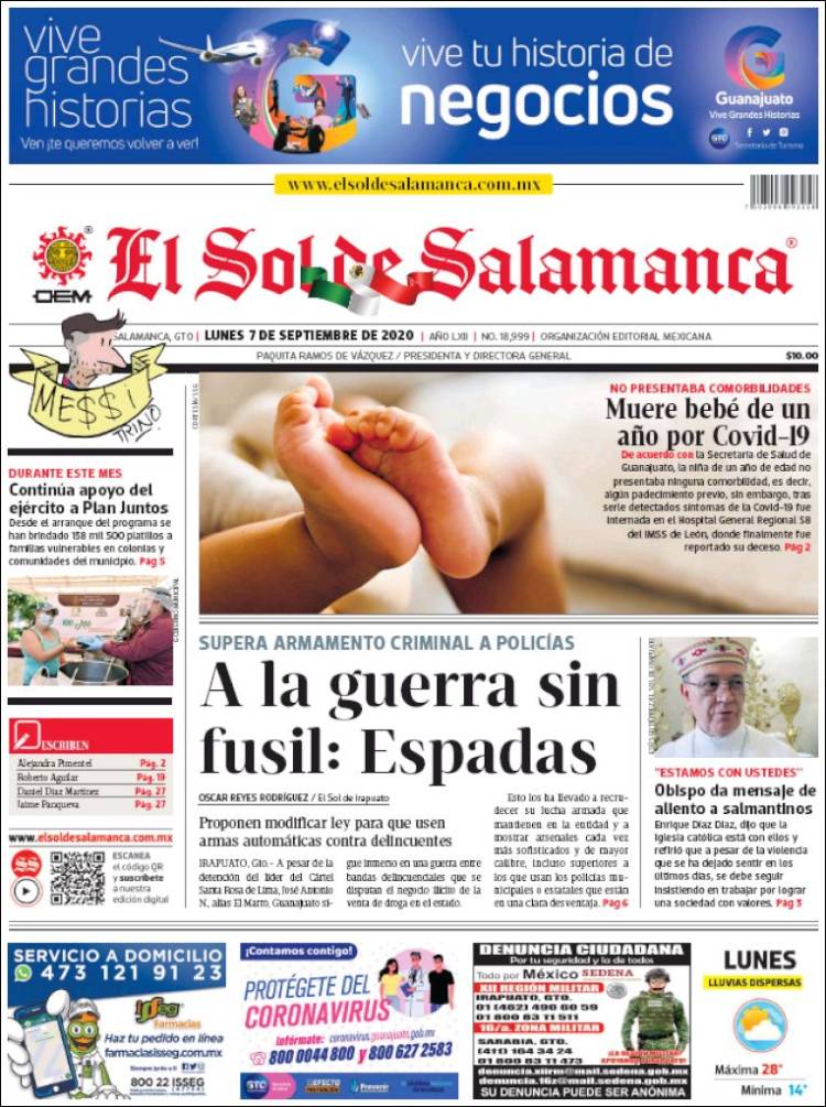 Portada de El Sol de Salamanca (M&eacute;xico)
