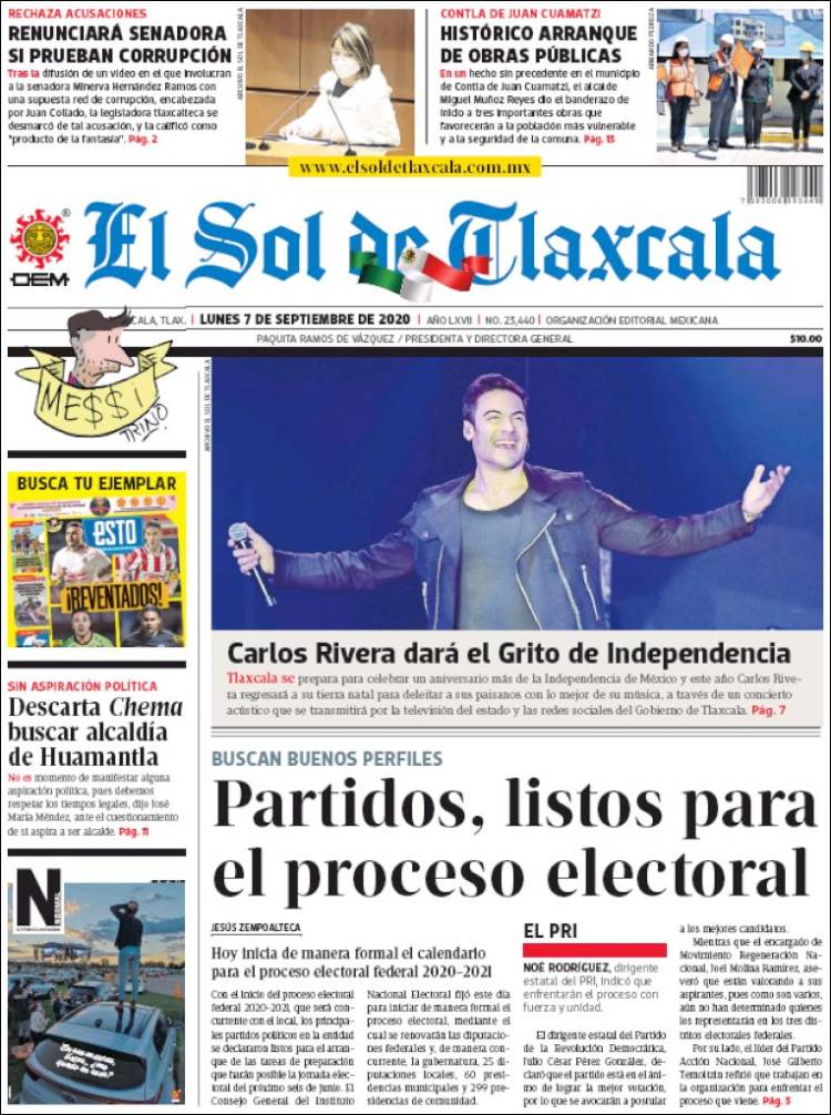 Portada de El Sol de Tlaxcala (M&eacute;xico)