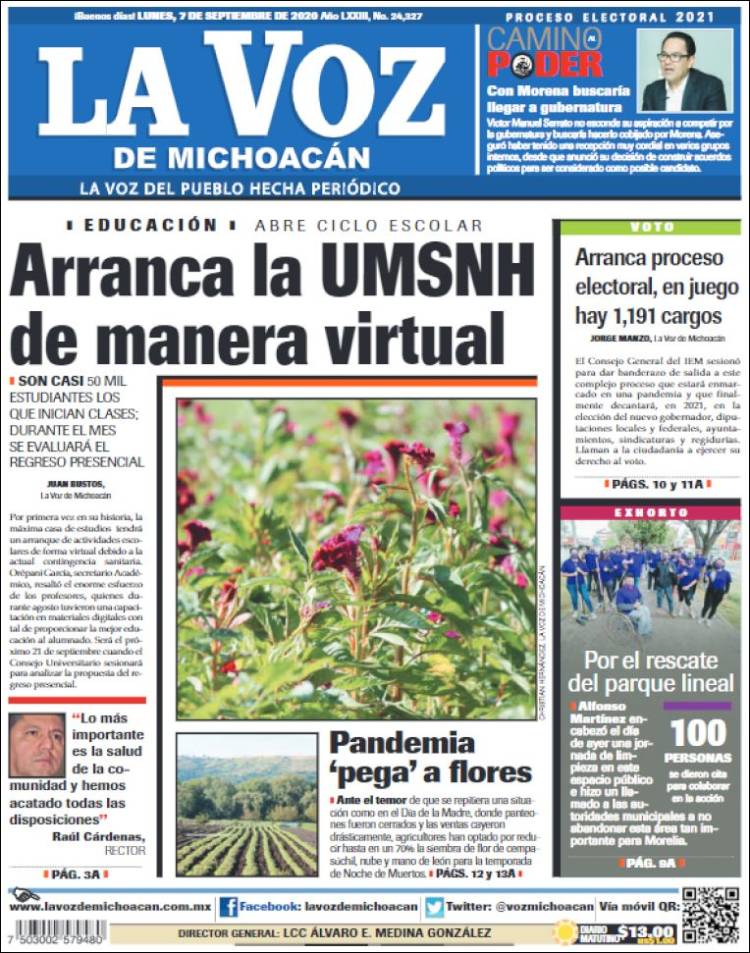 Portada de La Voz de Michoacán (M&eacute;xico)