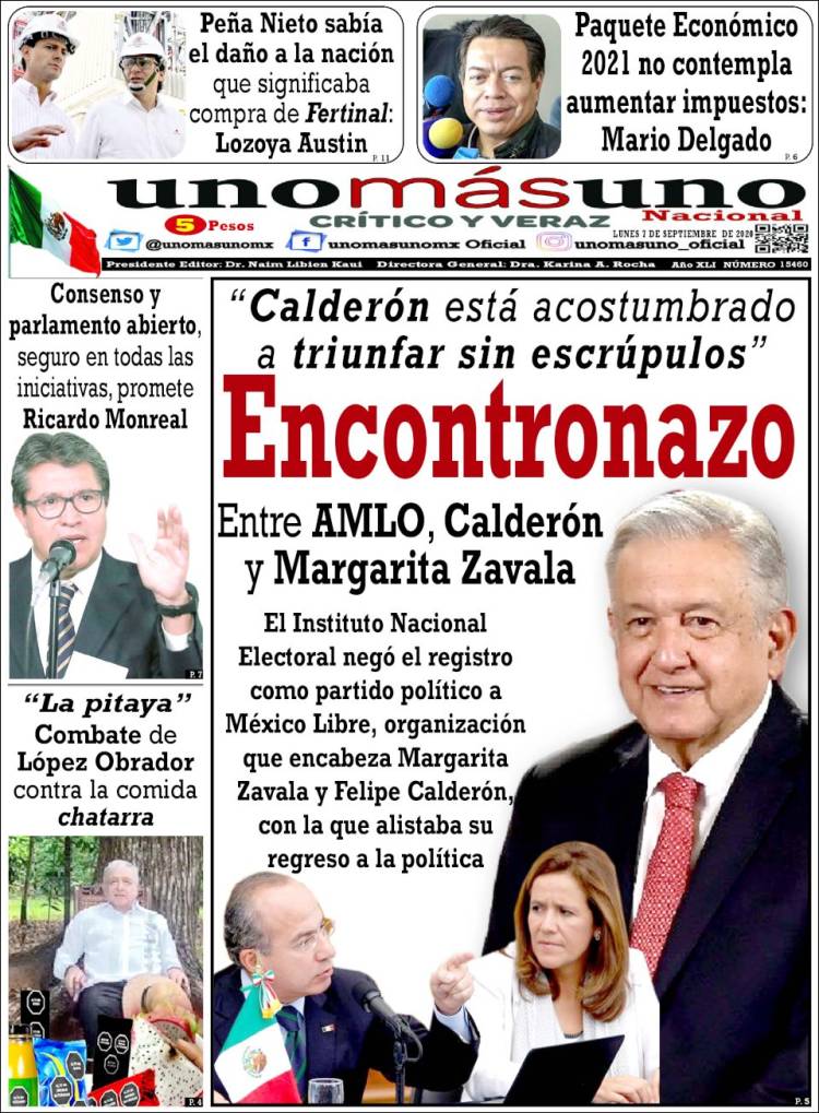 Portada de unomásuno (M&eacute;xico)