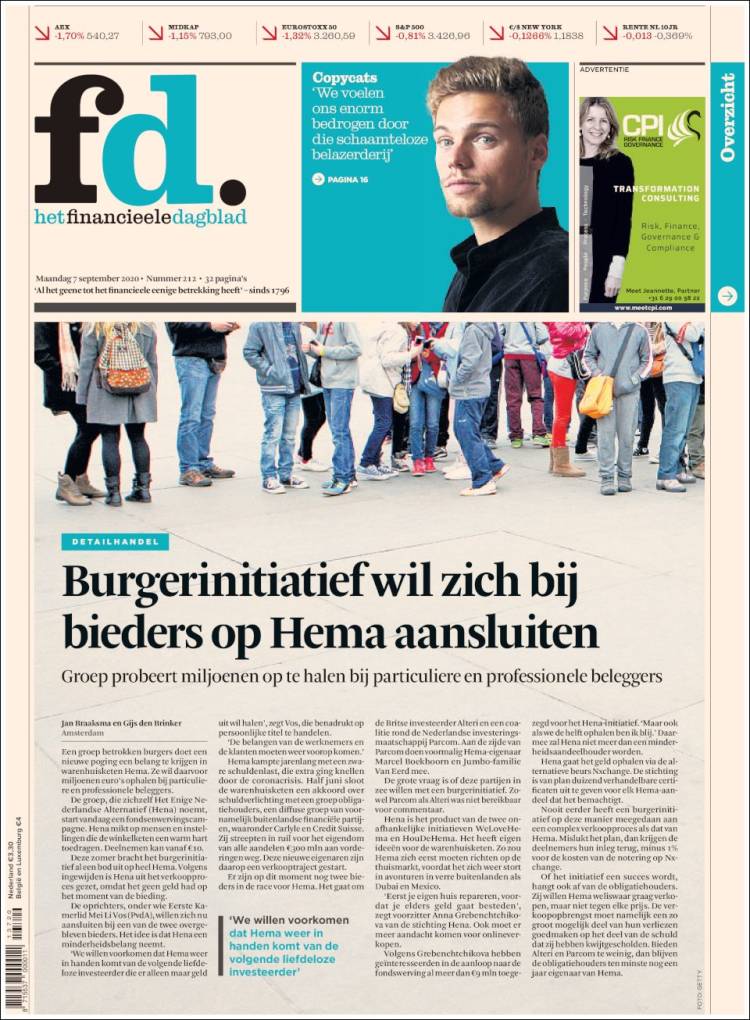 Portada de Het Financieele Dagblad (Pa&iacute;ses Bajos)