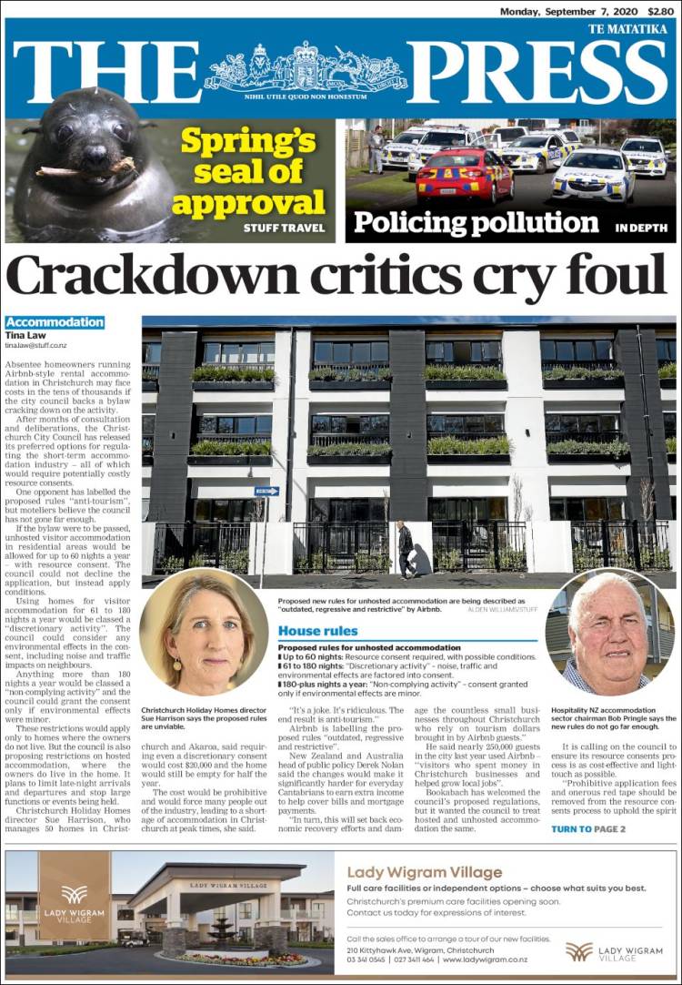 Portada de The Press (Nueva Zelanda)