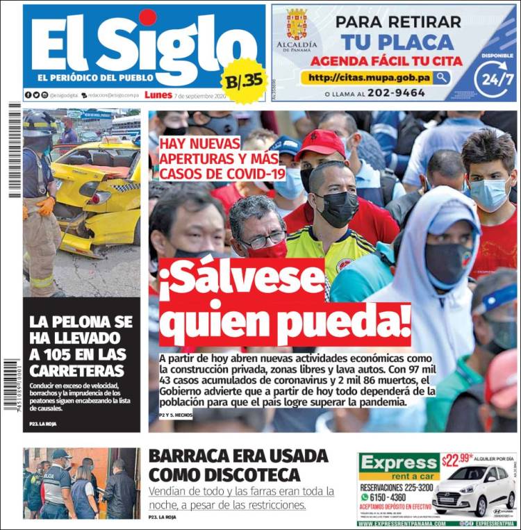 Portada de El Siglo (Panam&aacute;)
