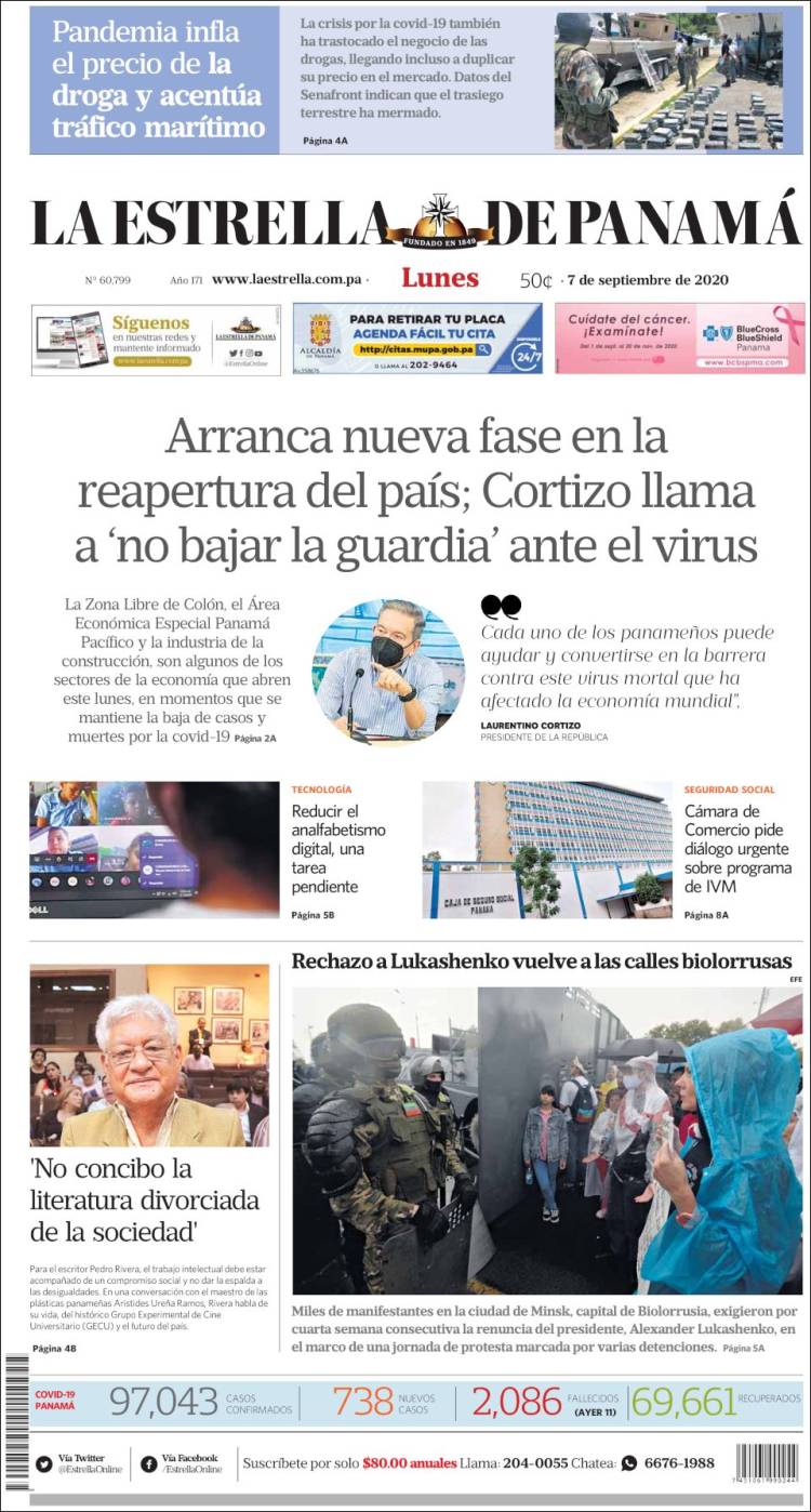 Portada de La Estrella de Panamá (Panam&aacute;)