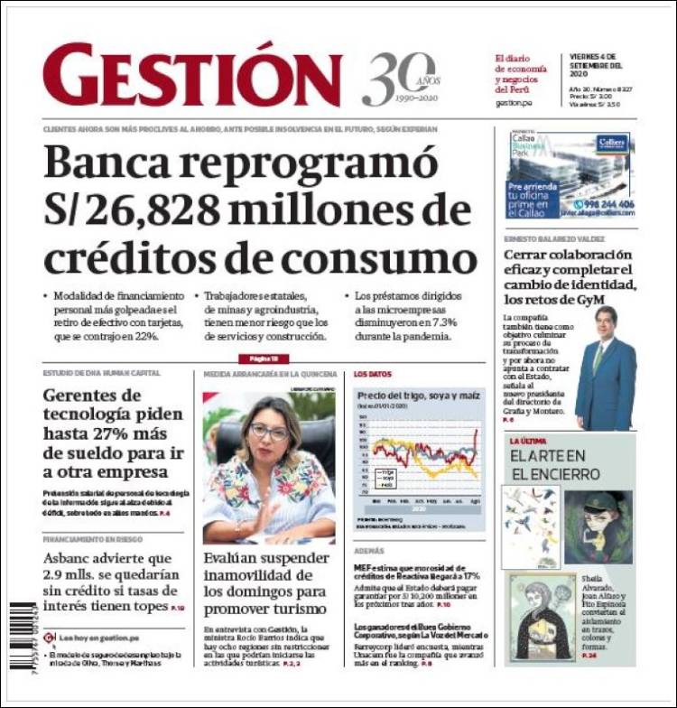Portada de Diario Gestión (Per&uacute;)