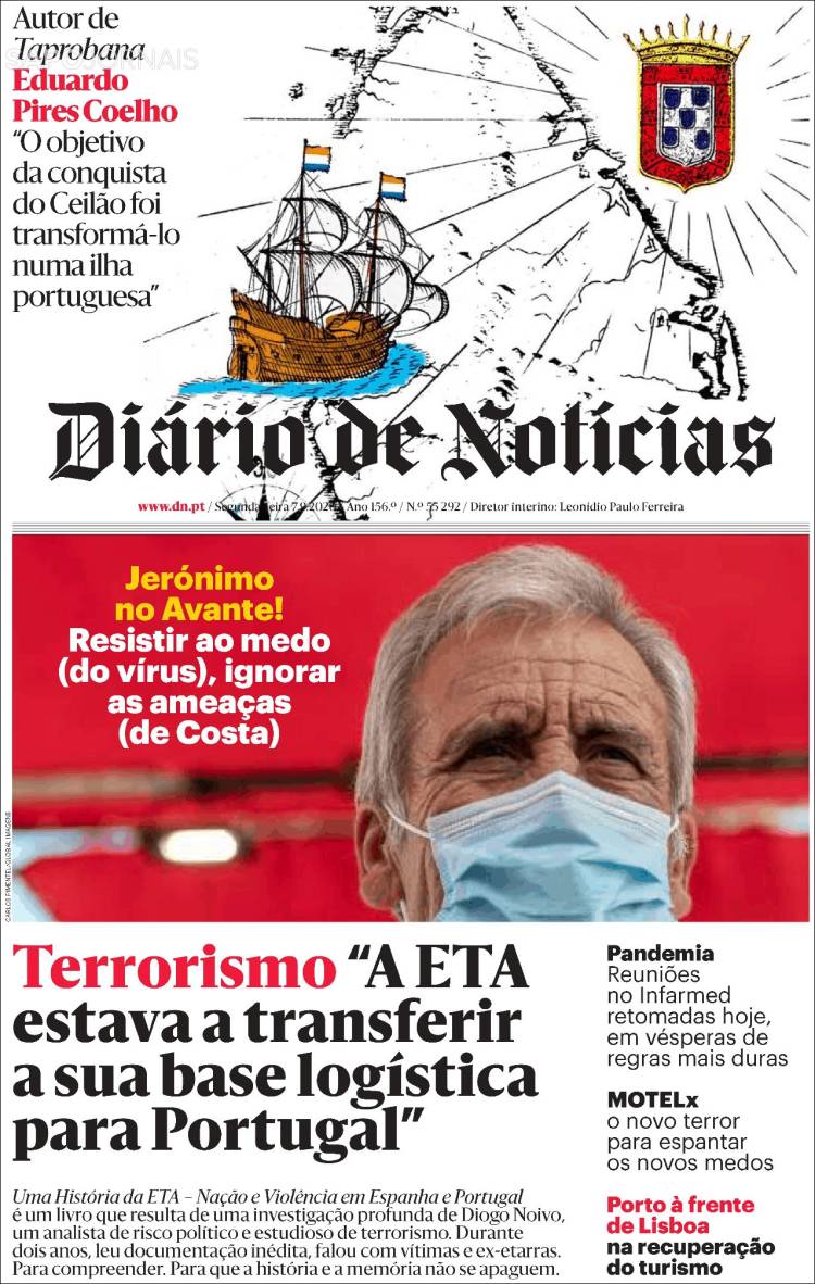 Portada de Diário de Noticias (Portugal)