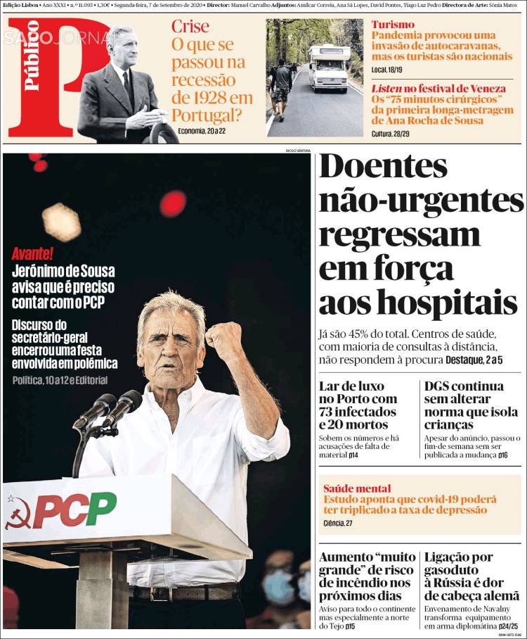 Portada de Público (Portugal)