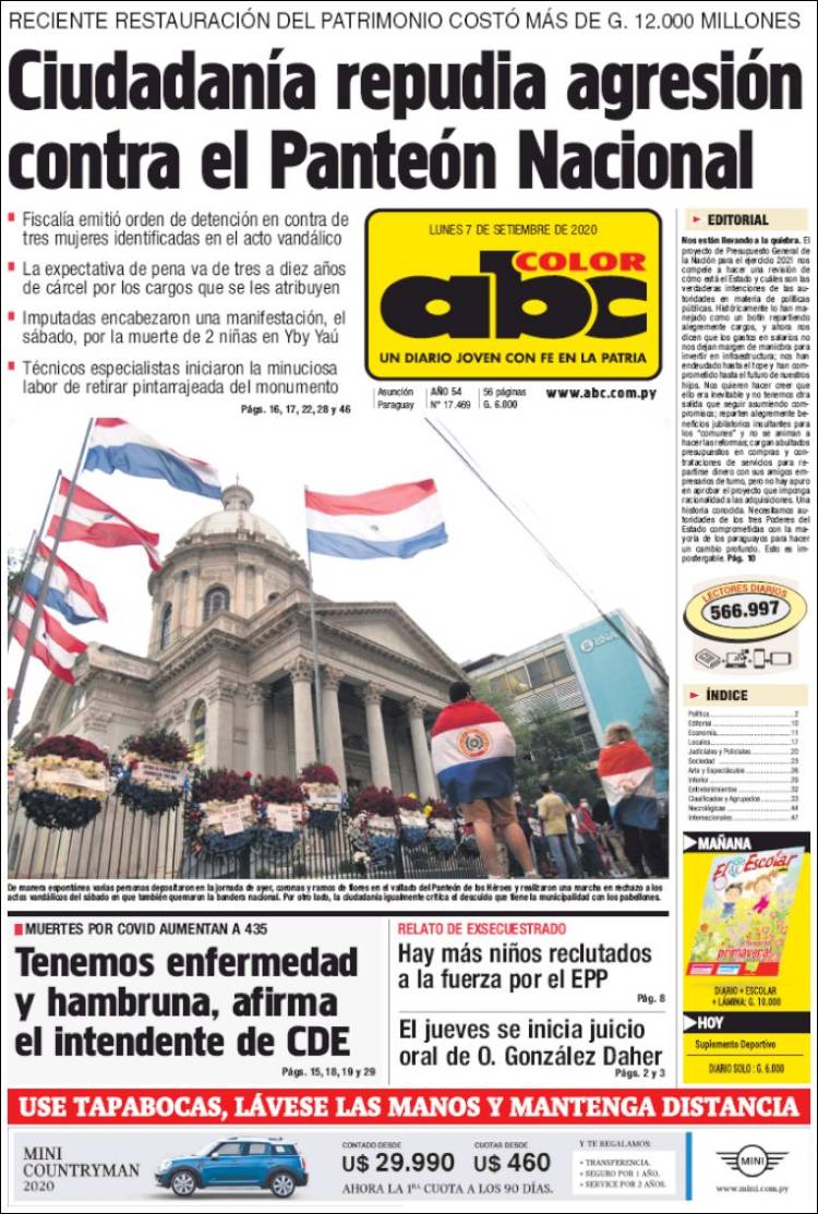 Portada de ABC Color (Paraguay)