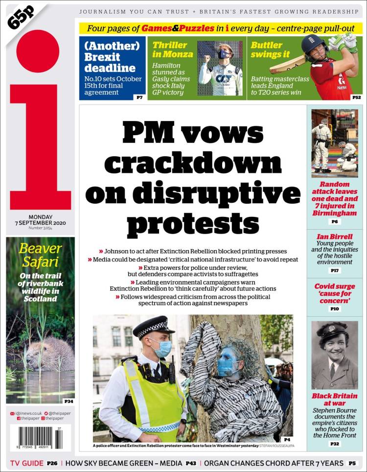 Portada de The i (Reino Unido)