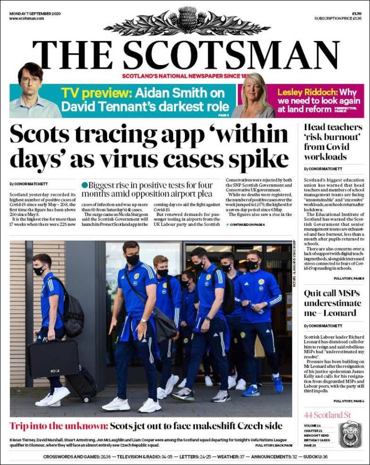 Portada de The Scotsman (Reino Unido)