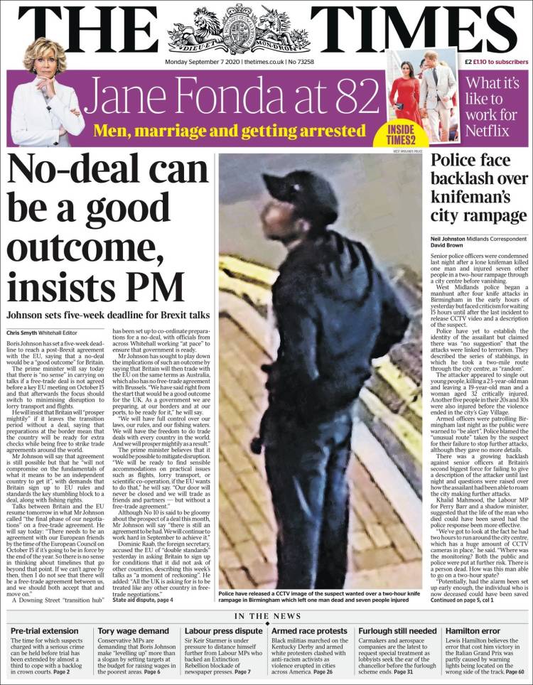 Portada de The Times (Reino Unido)