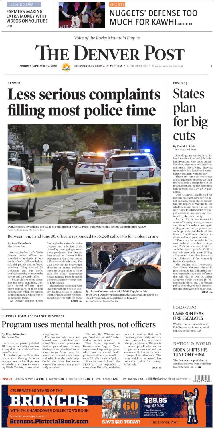 Portada de The Denver Post (USA)