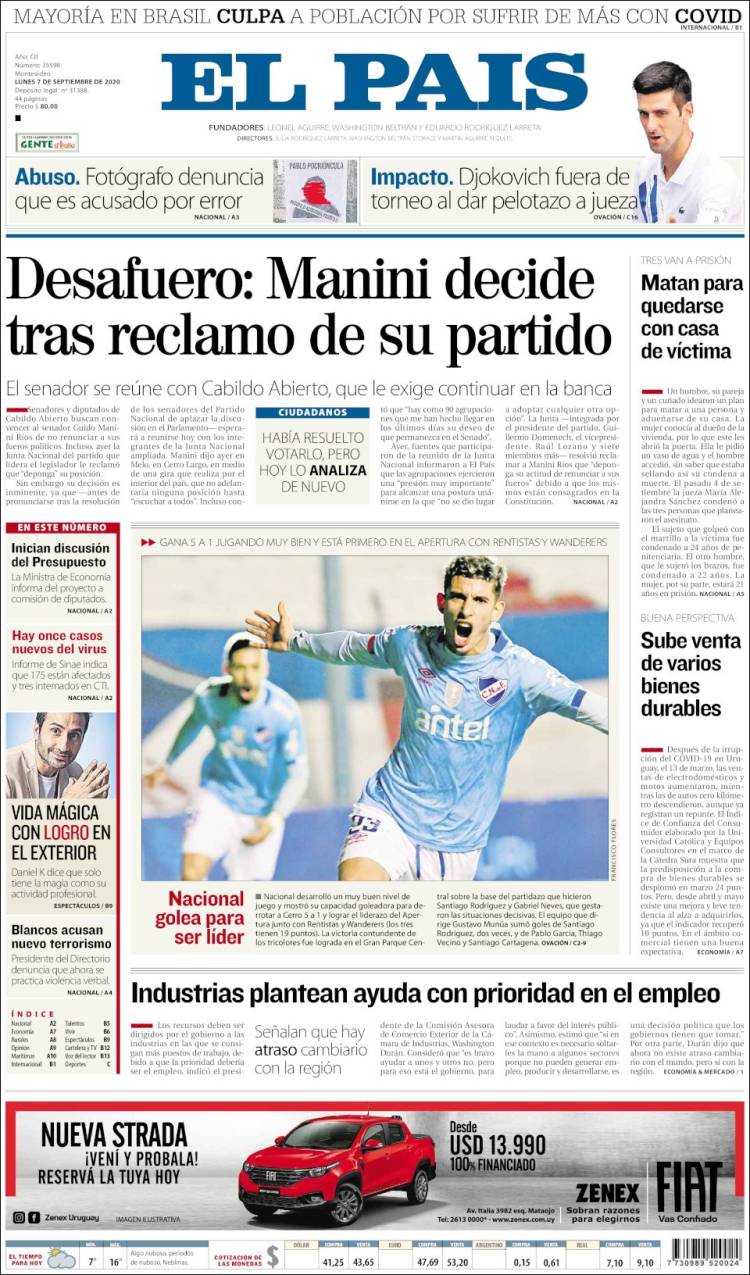 Portada de El País (Uruguay)