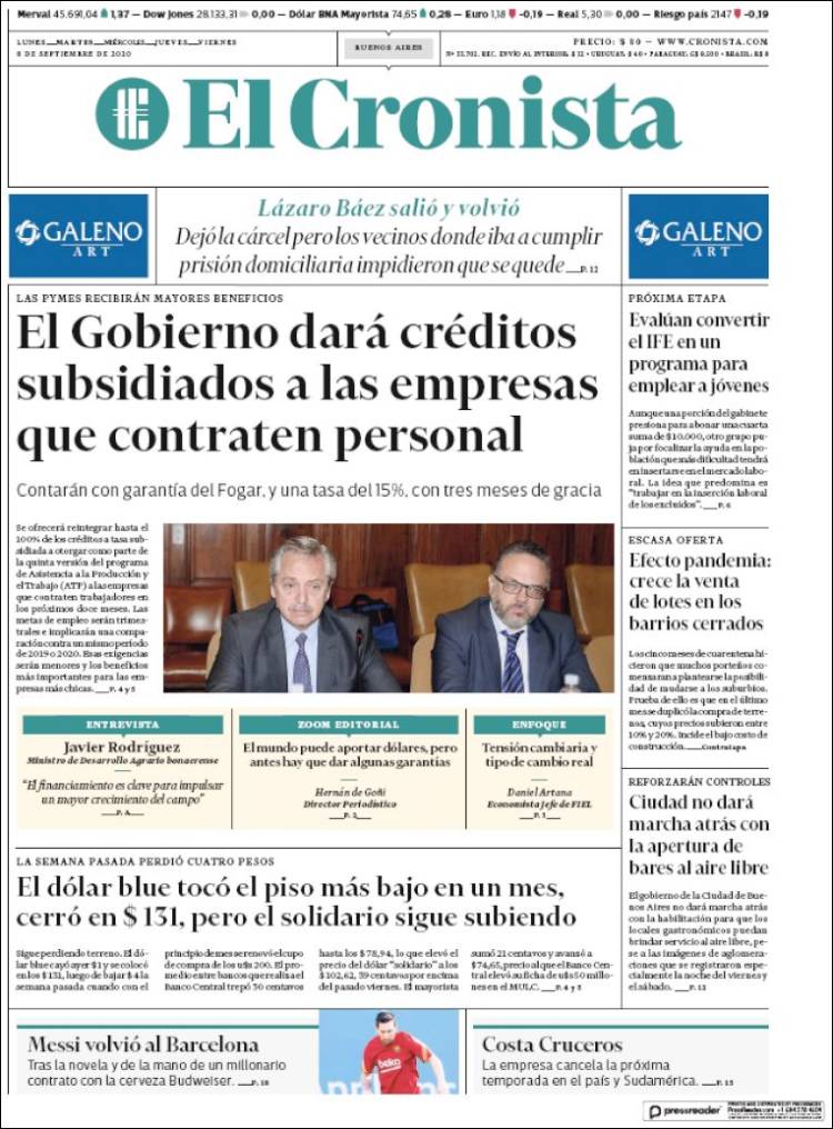 Portada de El Cronista Comercial (Argentina)