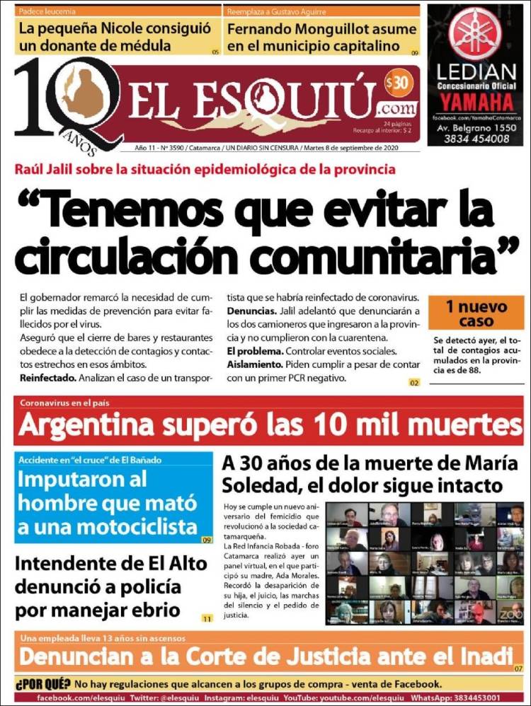 Portada de El Esquiu (Argentina)