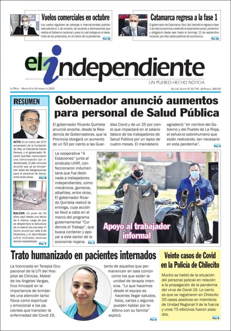 Portada de El Independiente (Argentina)