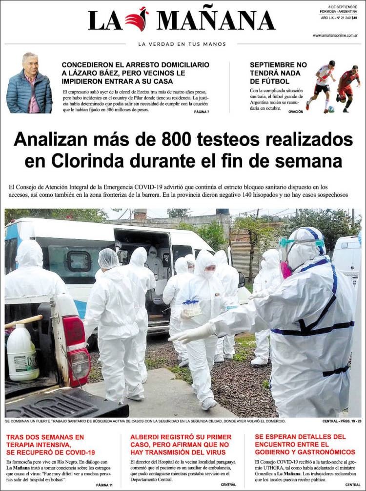 Portada de Diario La Mañana (Argentina)