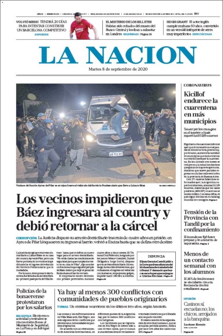 Portada de La Nación (Argentina)