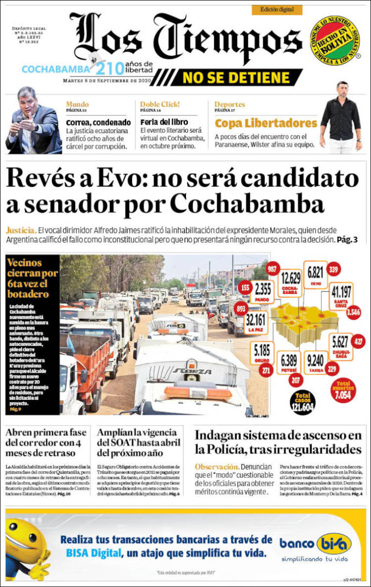 Portada de Los Tiempos (Bolivia)