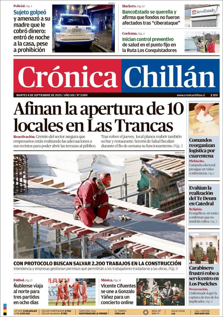 Portada de Crónica Chillán (Chile)