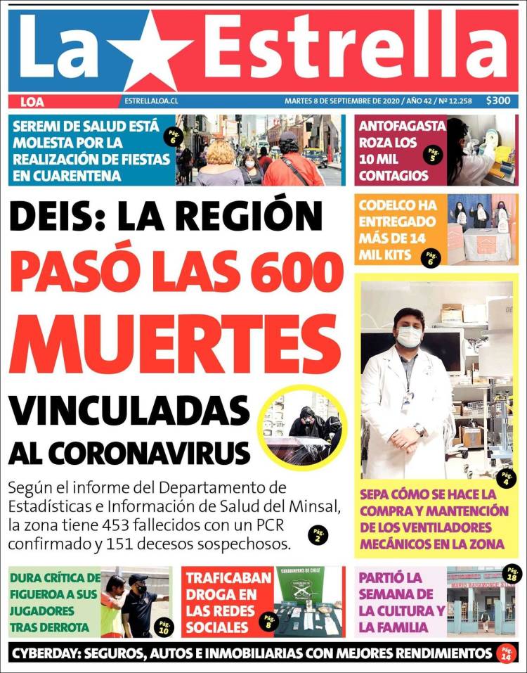 Portada de La Estrella de Loa (Chile)