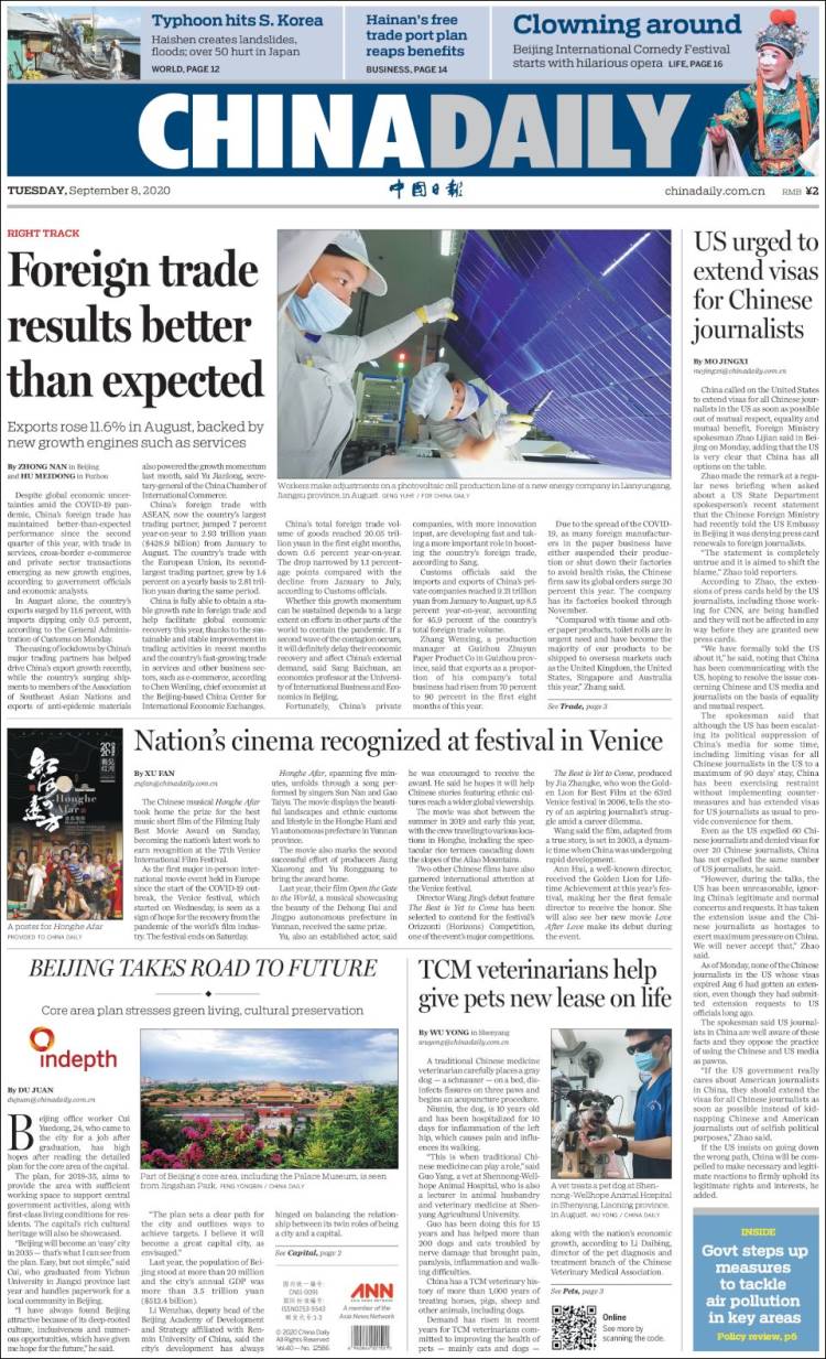 Portada de China Daily (China)