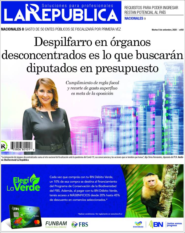 Portada de La República (Costa Rica)