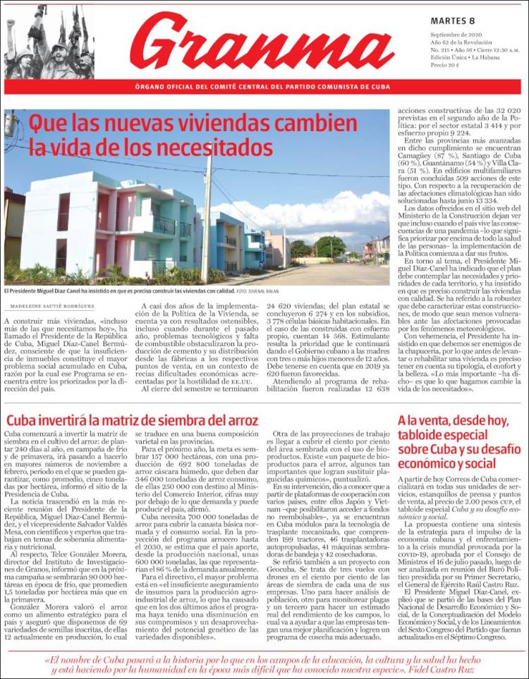 Portada de Granma (Cuba)