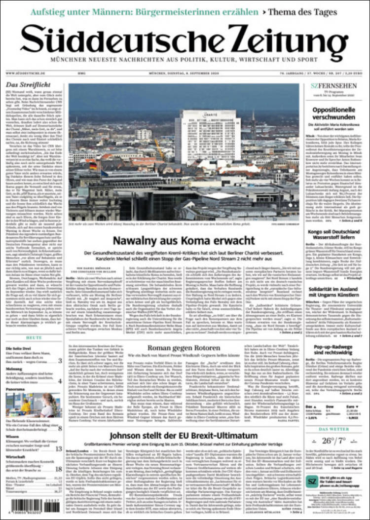 Portada de Sueddeutsche (Alemania)